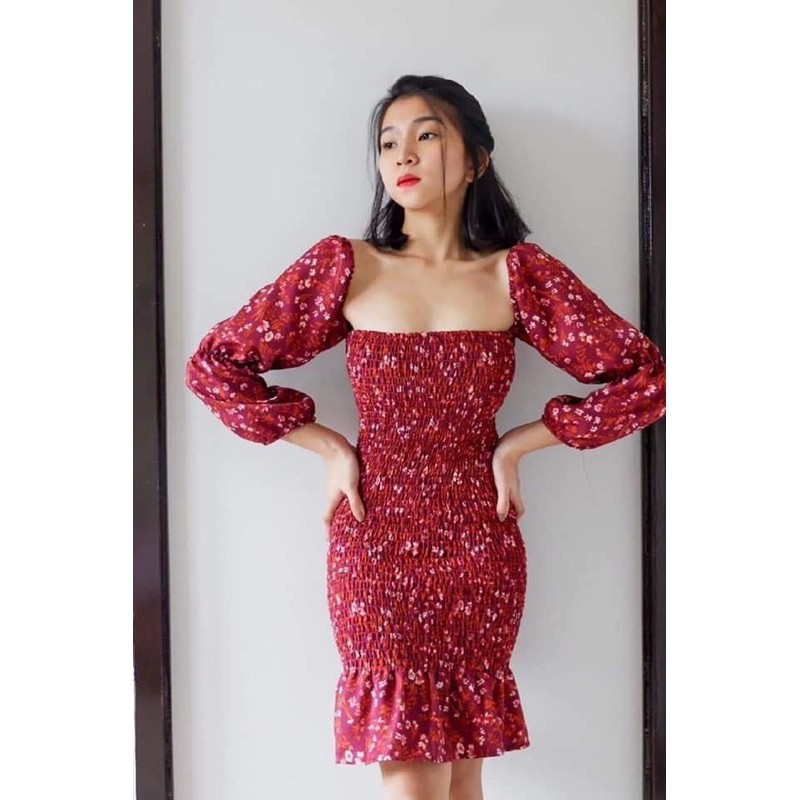 Frame smocked shop floral dress