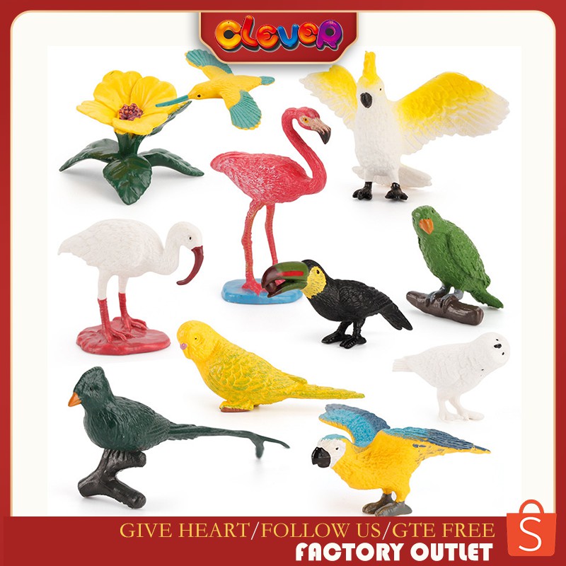 10 Pack Mini Realistic Bird Model Simulation Animal Children's World ...