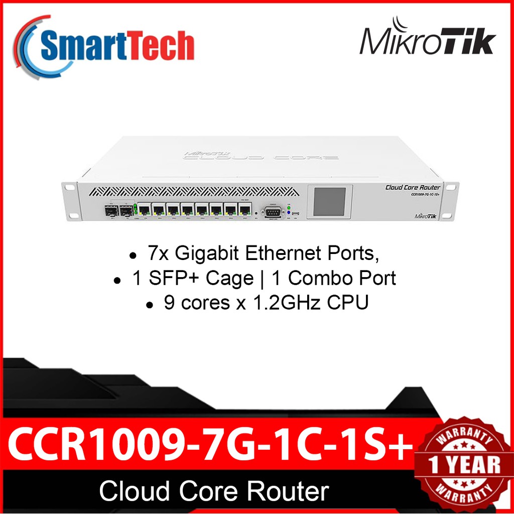 MikroTik Cloud Core Router CCR1009-7G-1C-1S+ 1U Rackmount, 7xGigabit ...