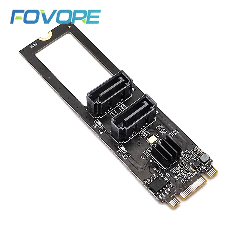 SATA to M.2 Adapter NVME to SATA 2 Port Converter M2 PCIe Key M+B 6Gbps SSD SATA3.0 Adapter
