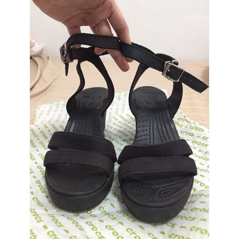 Crocs black cheap wedge sandals