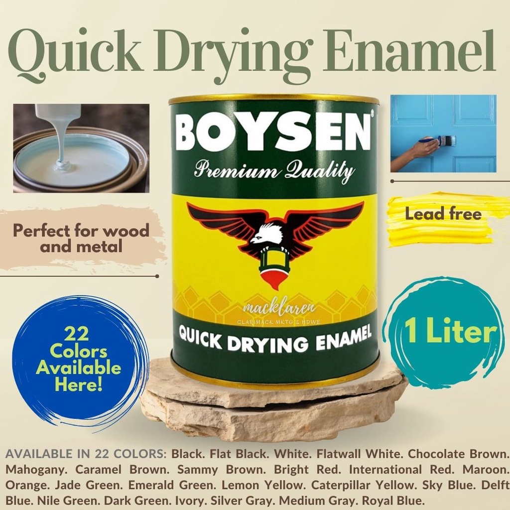 Buy Boysen Paint 1 Liter Black Quick Drying Enamel B-690 Online - DIY