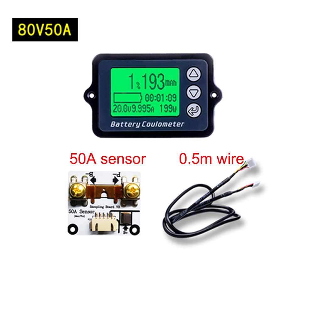 TK15 DC 8-80V 50A Battery Monitor Coulometer Coulomb Counter for ...