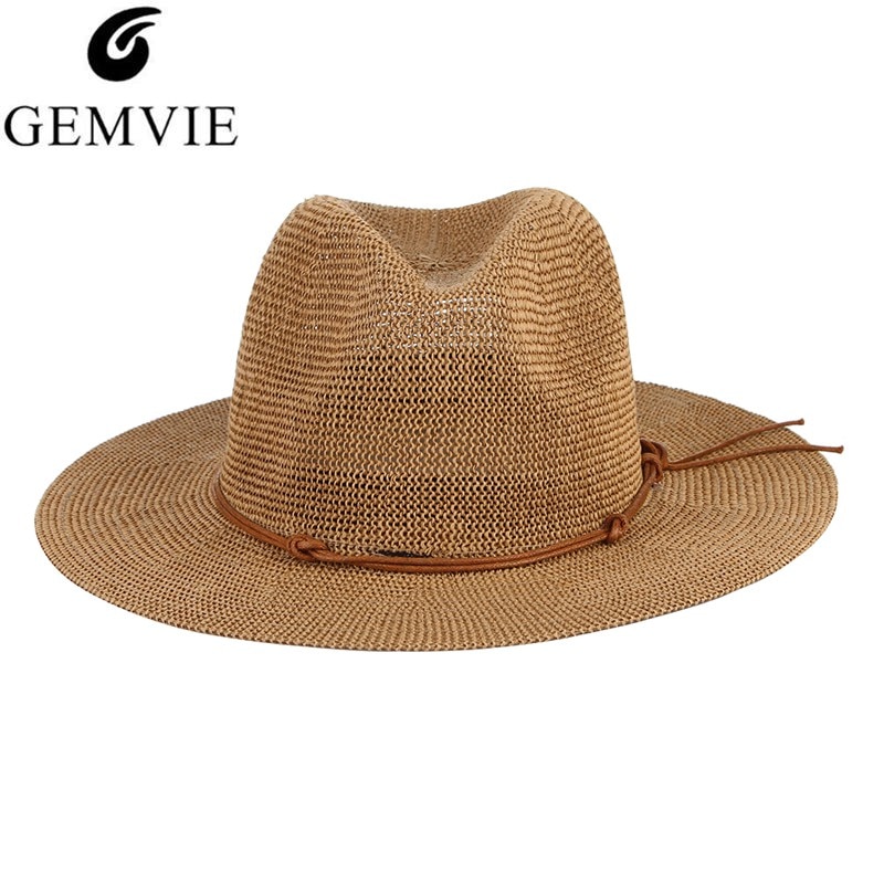 GEMVIE New Summer Hat Panama Hats Hollow Out Straw Hat For Men Women ...