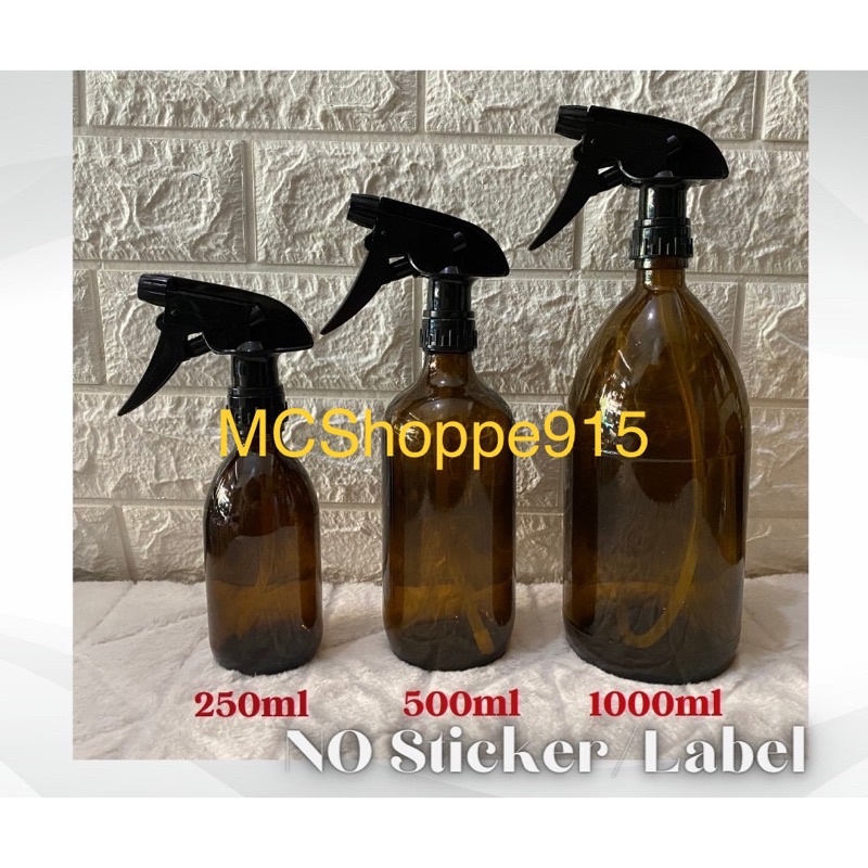 Amber Glass Spray Bottle 250 ml | 500 ml | 1000 ml / 1 L (with Vinyl ...