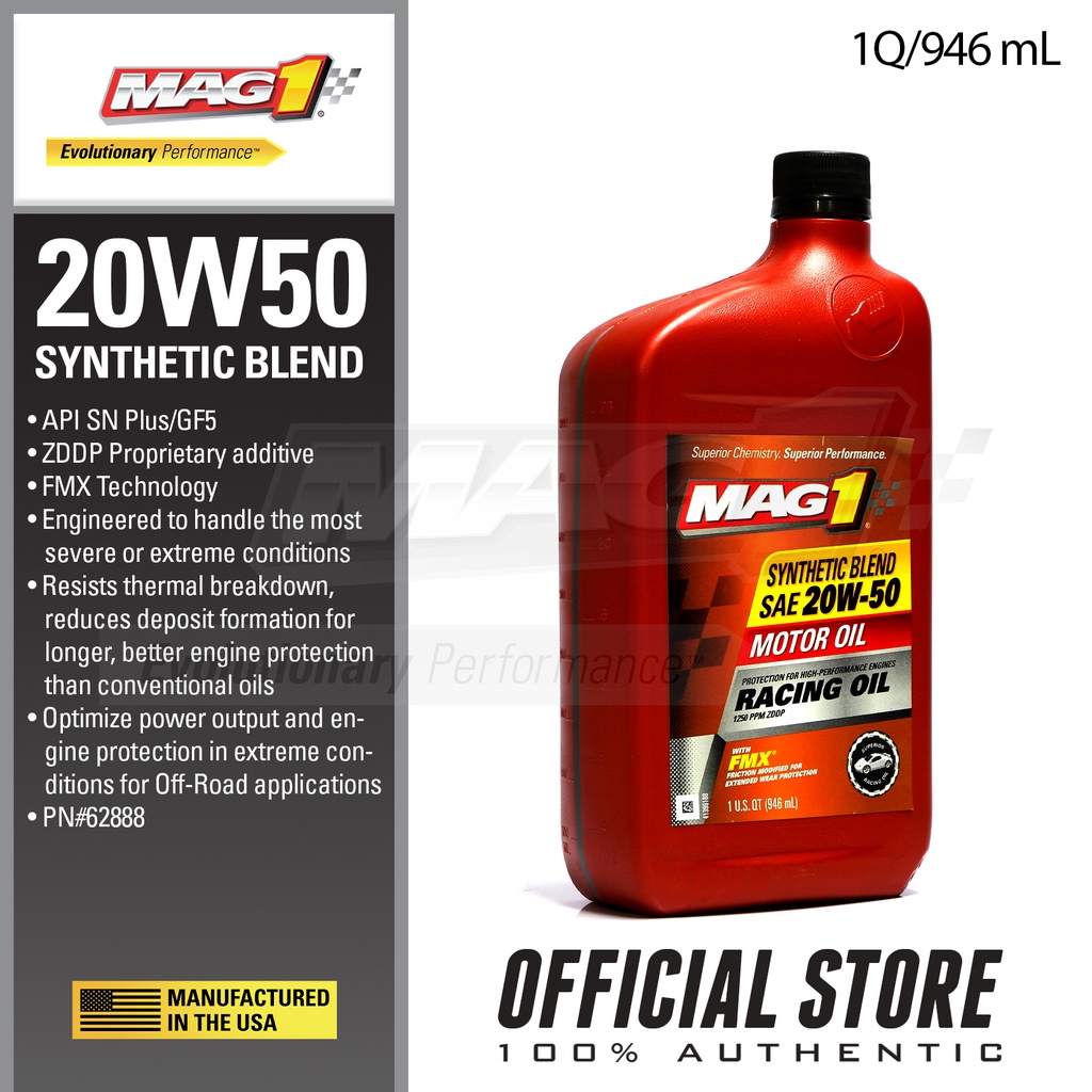 MAG 1 20W50 Synthetic Blend Racing Oil for Gasoline Engines 1qt (946ml ...