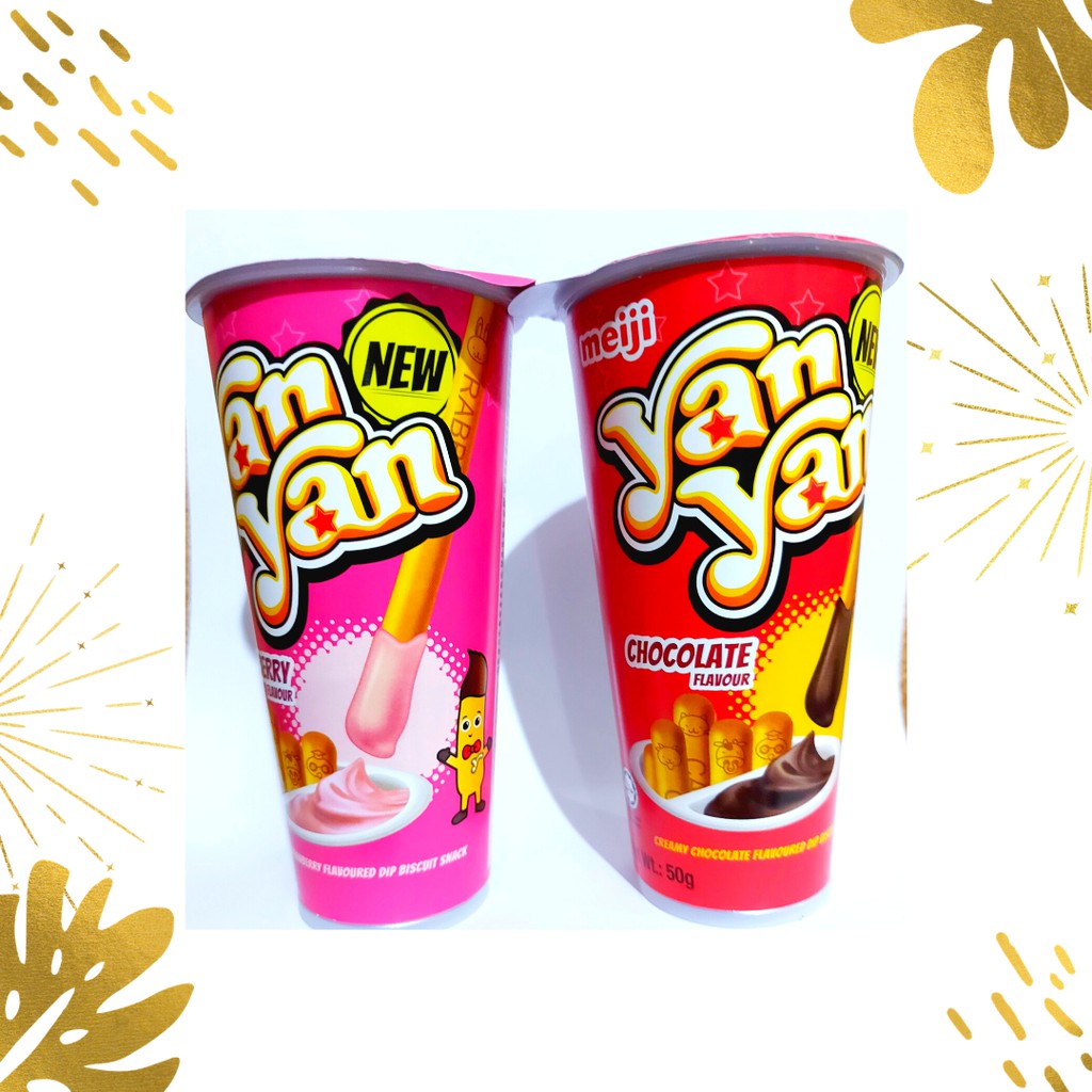 Meiji Yan Yan (Chocolate/Strawberry Flavored Dip Biscuit Snack) 50g.