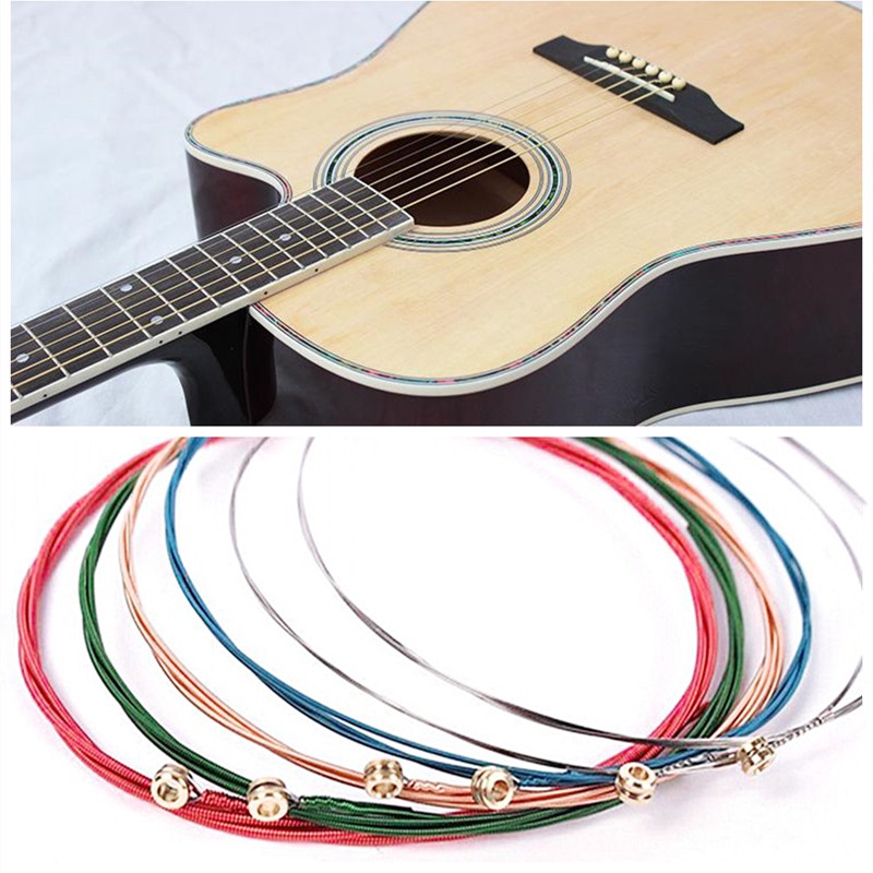 6Pcs Set Acoustic Guitar Strings Rainbow Colorful Guitar Strings