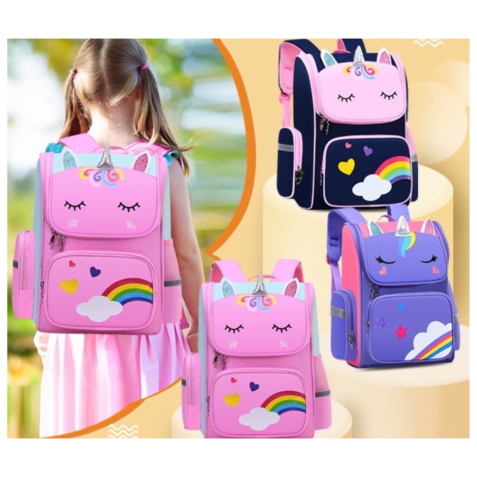 Unicorn Cartoon Design School Bag Backpack Large Capacity Waterproof Kids Girls Boys Bag Shopee Philippines