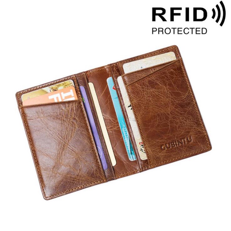 Slim Genuine Leather Anti RFID Card Protection Men's Credit Card Holder ...