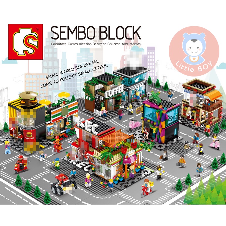 SEMBO BLOCK Mini Street View Building Puzzle Assembled Blocks Toys City ...