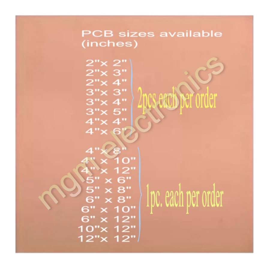 PCB board Copper Clad Single Sided (Plain) 2each (2x2, 2x3, 2x4, 3x3