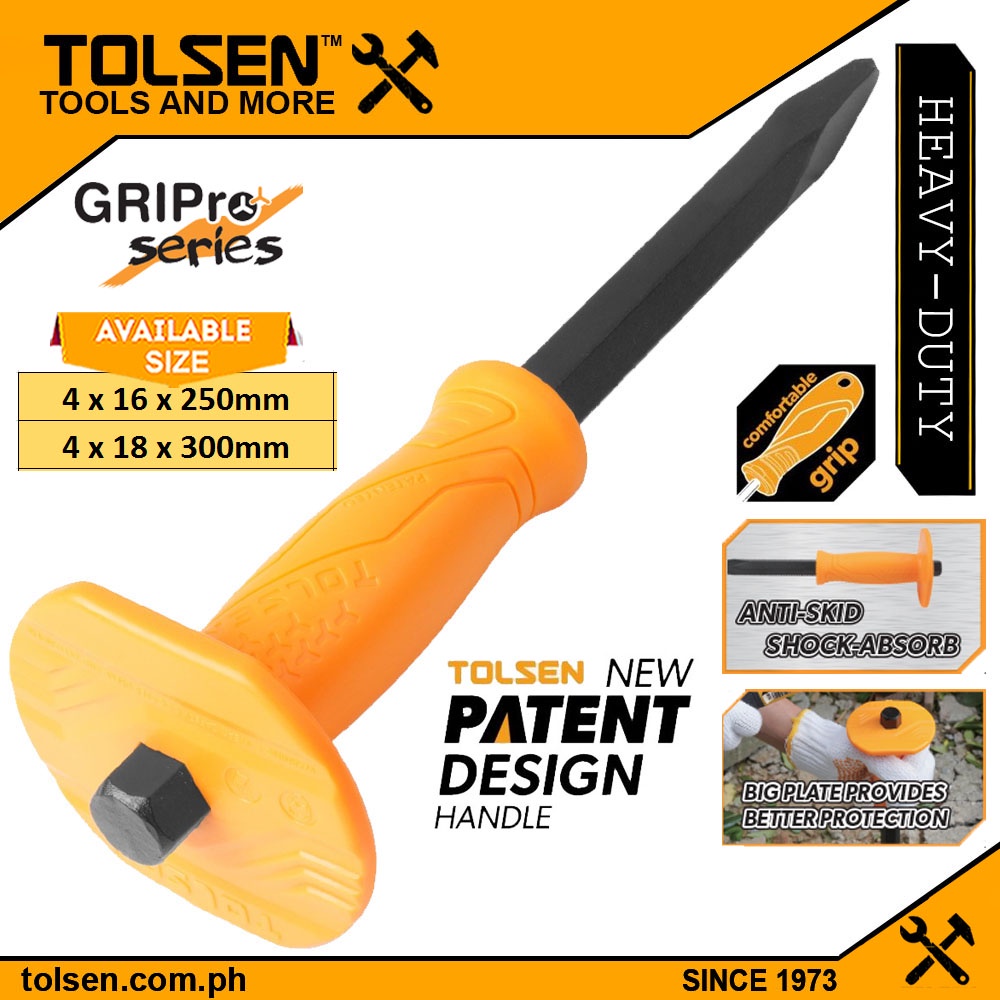 Tolsen Big Plate Pointed Cold Chisel (4x18x250mm | 4x18x300mm) Soft ...