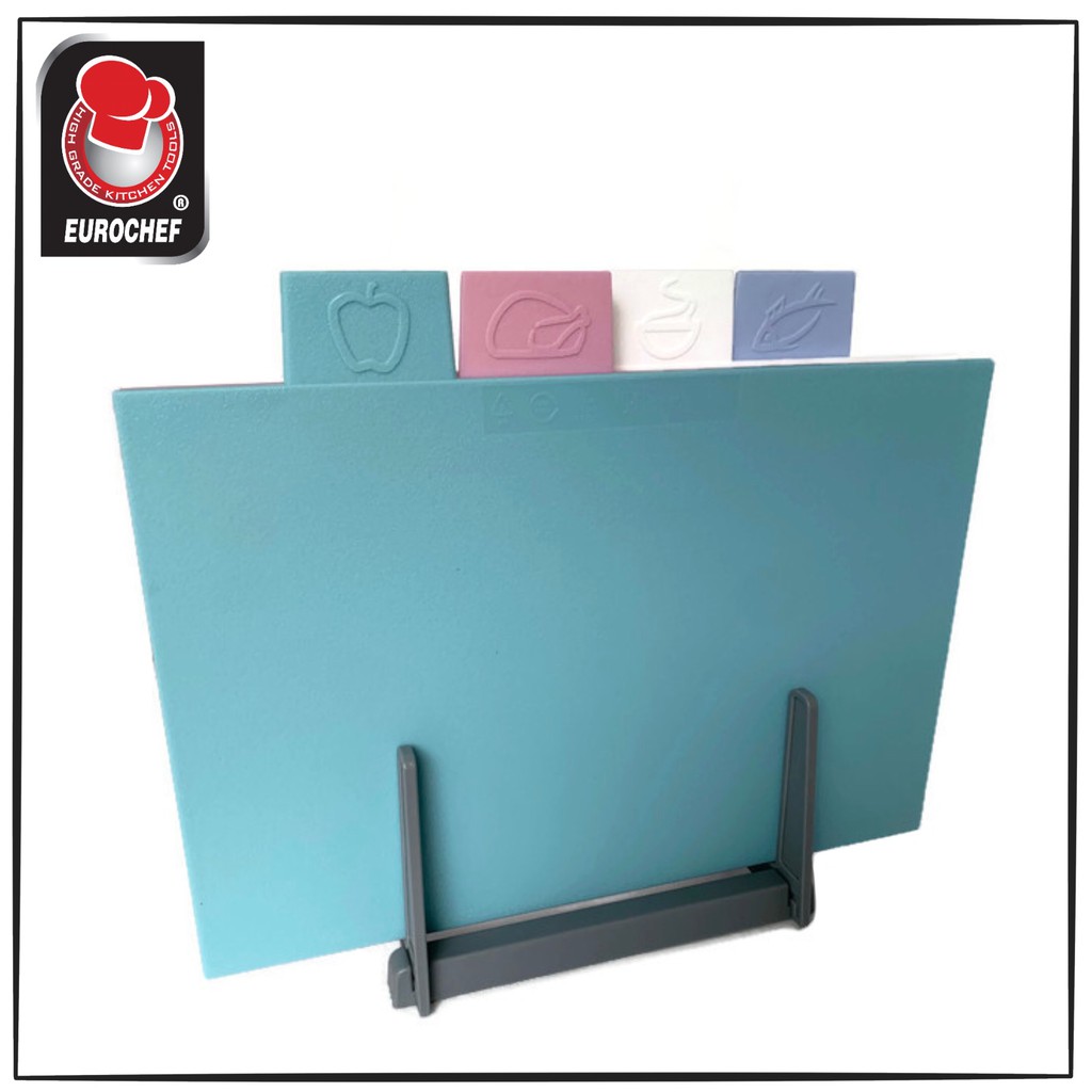 Eurochef Pastel Chopping Board Set of 5 w/ Index Style Tabs and Storage