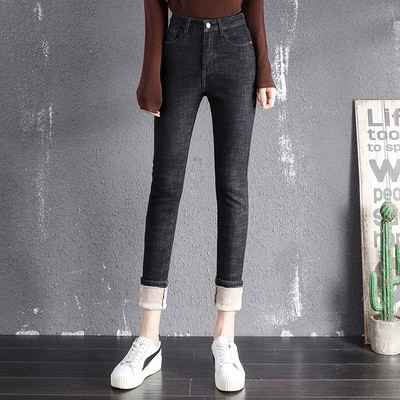 ⊗ウ【freight free】Plus velvet jeans Women 2020 new autumn and winter high ...