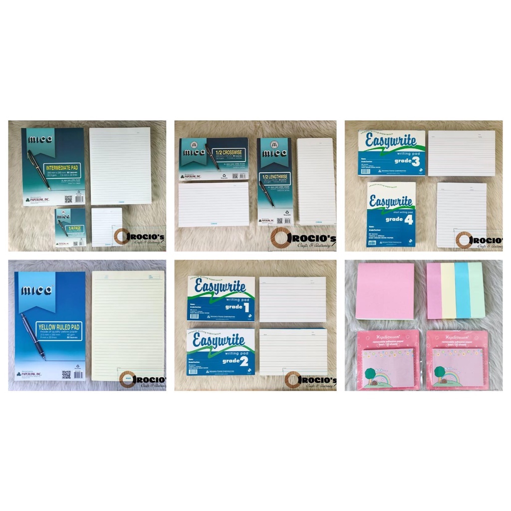 PAD PAPER/ Grade 1, 2, 3 & 4/ Intermediate pad/ 1/2 crosswise/ 1/2 lengthwise/ yellow pad/ 1/4