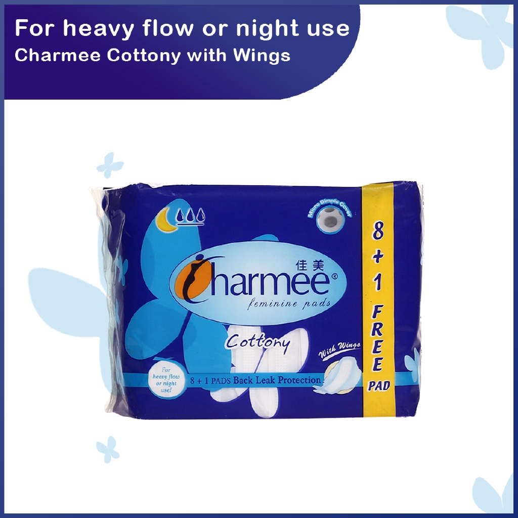 Charmee Sanitary Napkin Fem Pads Heavy Flow or Night Use 8's + 1