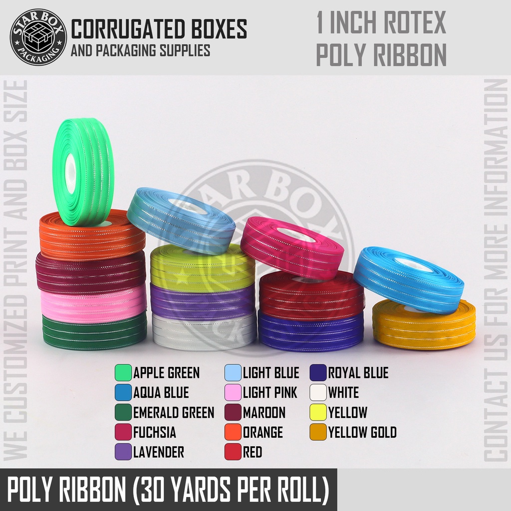 Starbox 1 Inch Rotex Poly Ribbon for Gift Wrapping and DIY 14 Colors ...