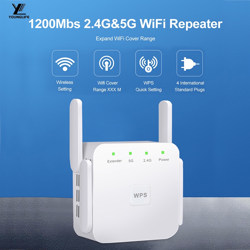 1200Mbps WiFi Repeater 5Ghz Wireless Router Wifi Booster Long Range ...