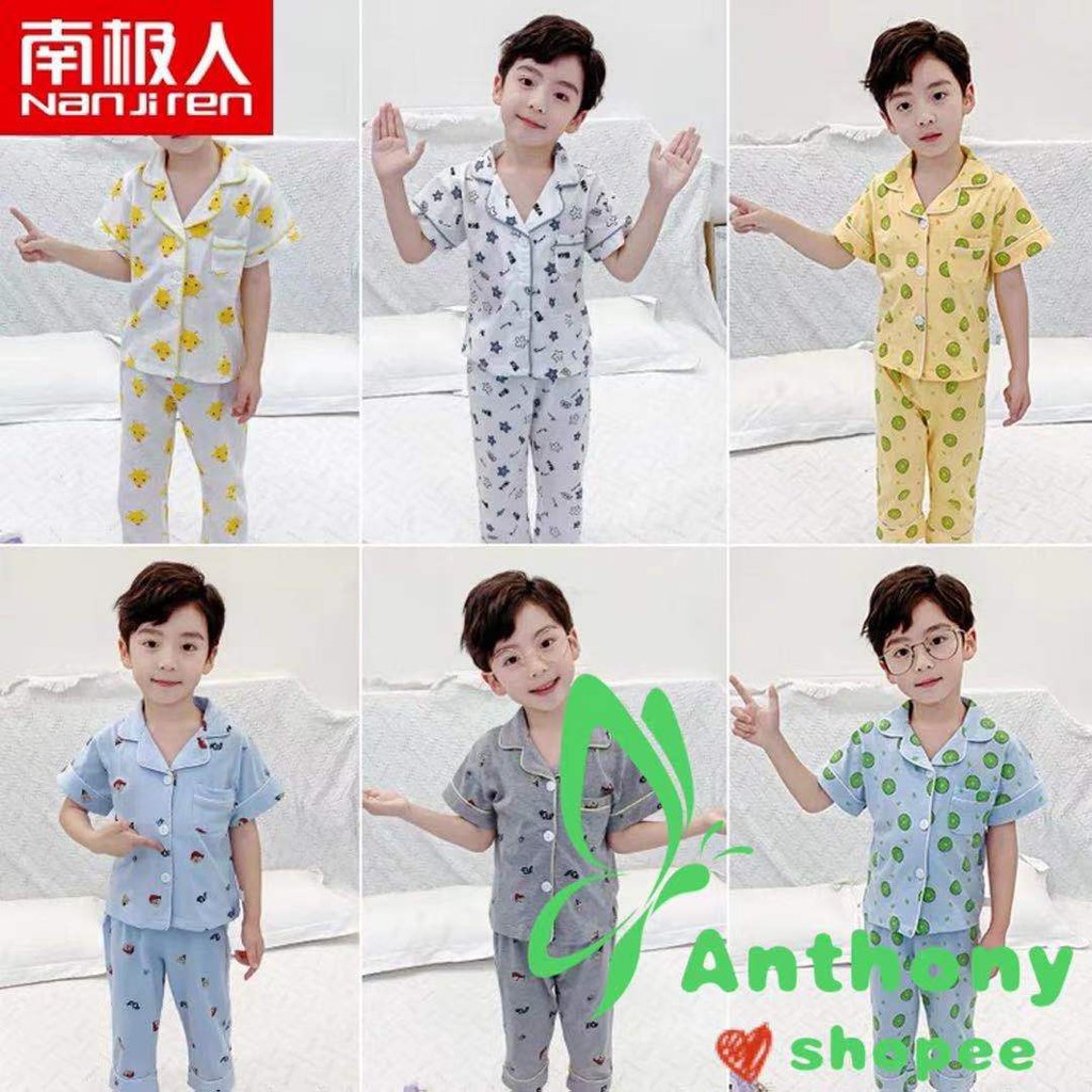 Anthony boys kids terno pajama cotton tela 6size(3-14y) assorted colour ...