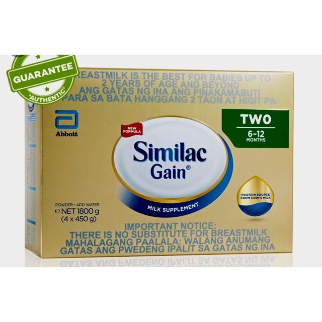 Similac gain 6 store to 12 months