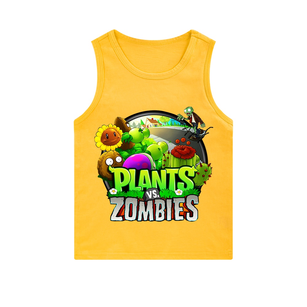 Plants Vs Zombies Cartoon Kids Summer Vest Cotton Boys Singlet Girls Undershirt Children