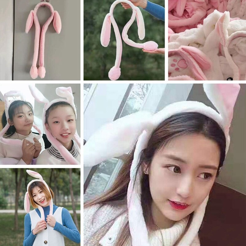 Fashion Moving Hat Rabbit Ears Plush Sweet Cute Airbag Cap Gifts ...