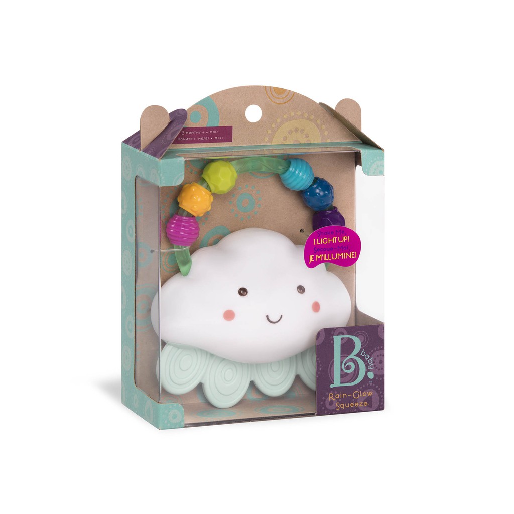 B. Toys Rattle & Teether Rain-Glow Squeeze - Light Up Cloud Rattle ...