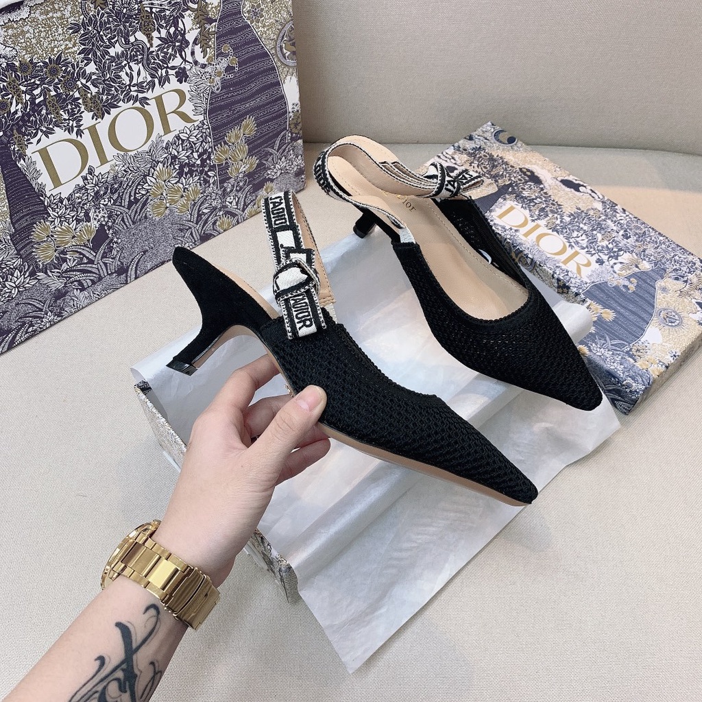 DIOR Latest black rattan knitted black rattan pointed toe dior sandals ...