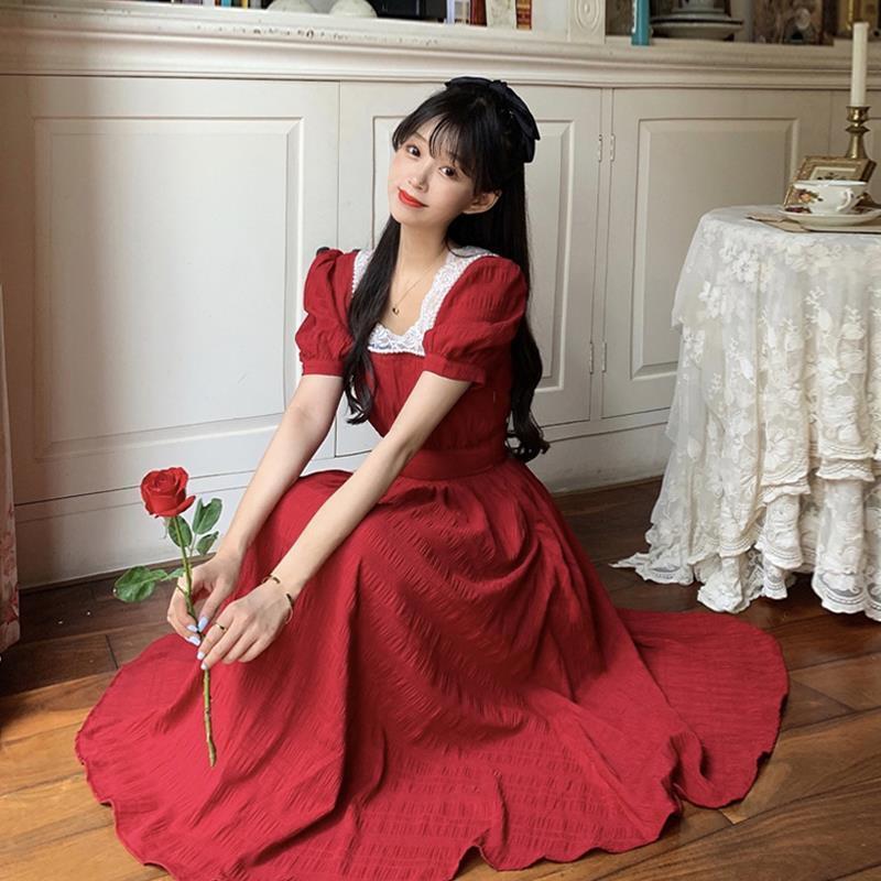 Red korean dress deals
