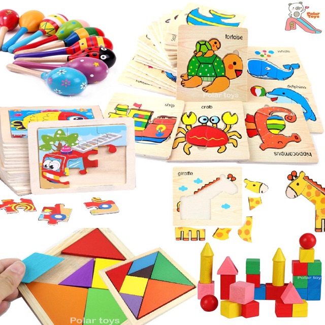 Jigsaw Puzzle Wooden Block Toys That Shake Hands To Enhance Child ...