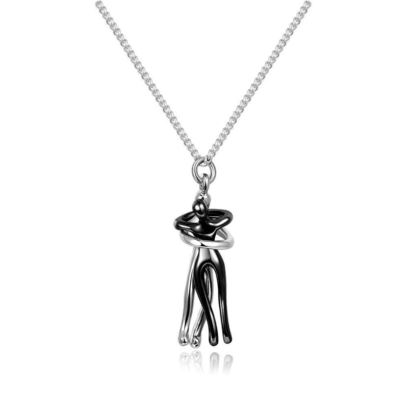 Couple Hugging Pendant Necklace Lovers Together Forever Metal Plating ...