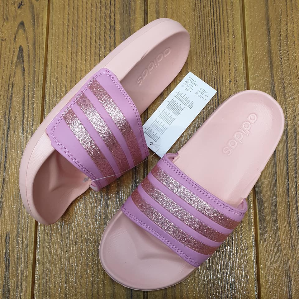 Womens adidas glitter slides hot sale