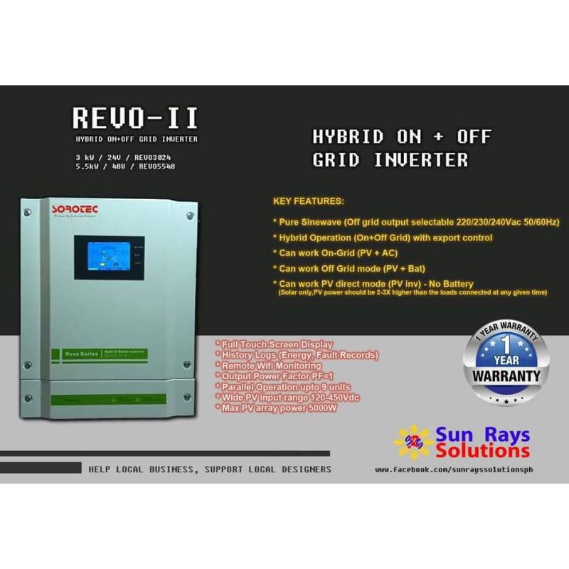 SOROTEC: REVO II- 5.5kW 48V Hybrid ON+OFF Grid inverter with CT and Wi ...