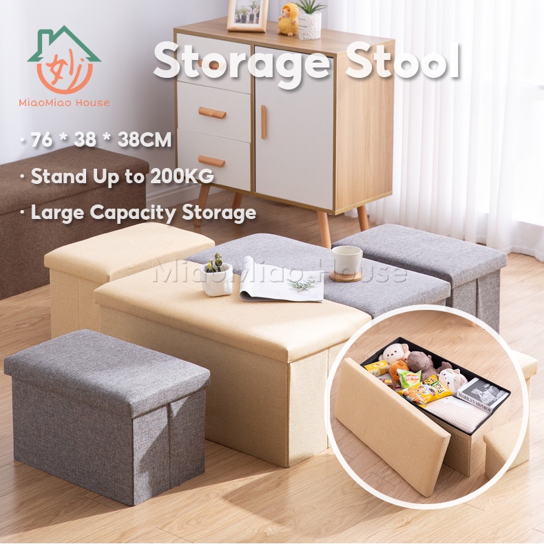 Storage Stool 76*38*38cm Ottoman Fabric Foldable Storage Box Sofa ...