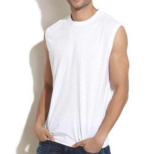 Kentucky Plain White Sleeveless Round Neck Shirt for Adult