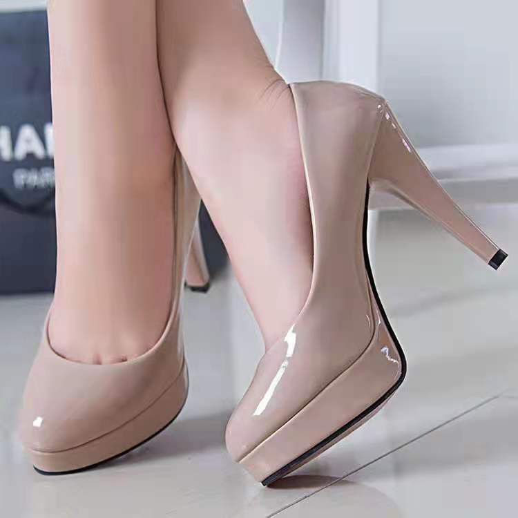 High heels leather pointed toe stiletto single shoes OL women s shoes