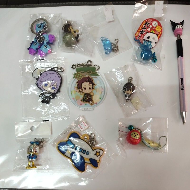 Assorted keychains cp chains bt21 anime dakara cinnamoroll tanjiro cat ...