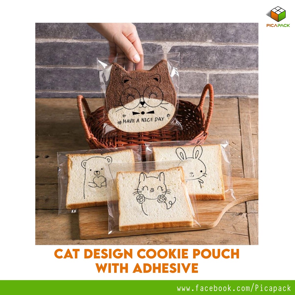 100pc Pastry Design with Adhesive Food Packaging Biscuit Slice Bread ...