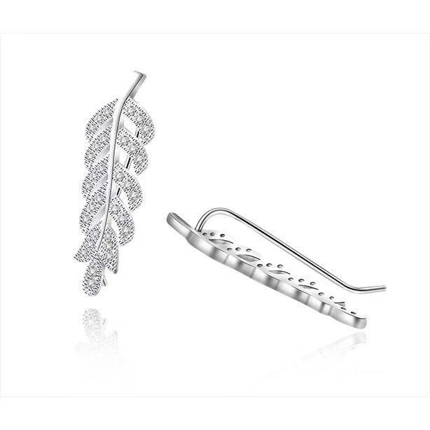 TATA SILVER Genuine 925 Italy Silver Women Crystal Earrings EarHook