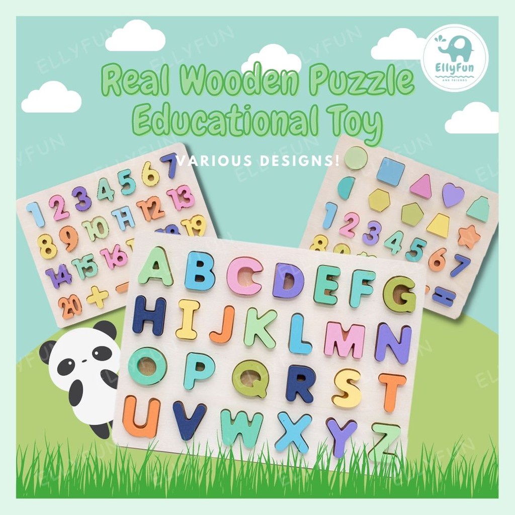 3d wooden puzzle board educational alphabet and number | Shopee Philippines