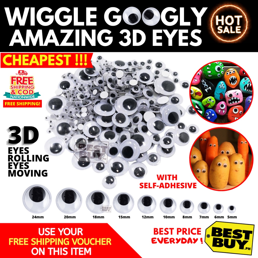 Wiggle Googly Eyes With Self Adhesive All Sizes Cheapest Shopee