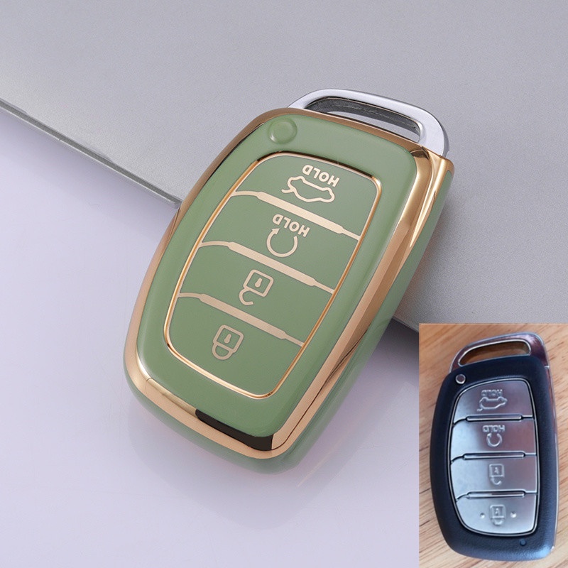 PUL Leather Car Key Cover For Hyundai Tucson, I40, Ix35, Elantra, Sonata – Black Metal/Leather