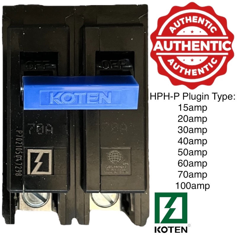 Koten Circuit Breakers PLUGIN 15 20 30 40 60 70 100amp Shopee