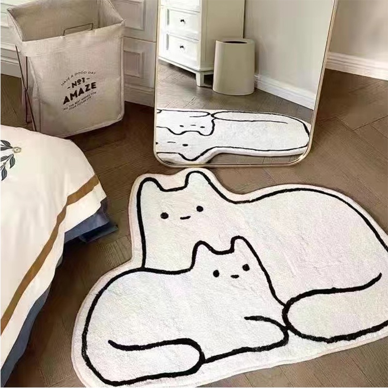 Cute Cat’s Carpet In The Bedroom Furry Mat Irregular Bedroom Rug Carpet ...