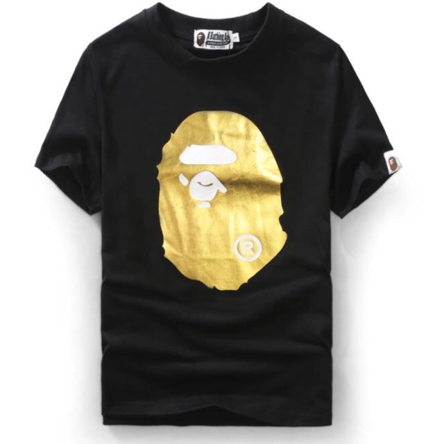 Gold shop bape shirt