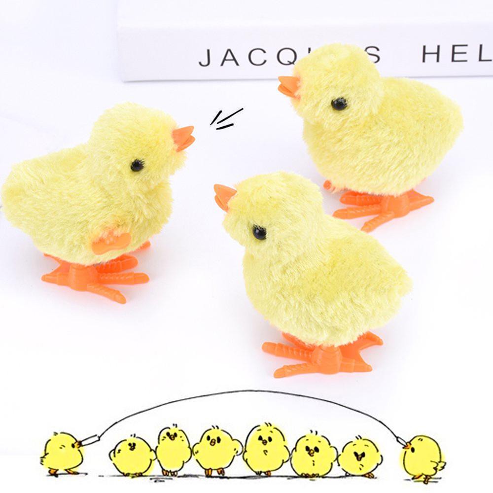 12PCS Plush Wind Up Chicken Kids Jumping Walking Chicks Toys Clockwork