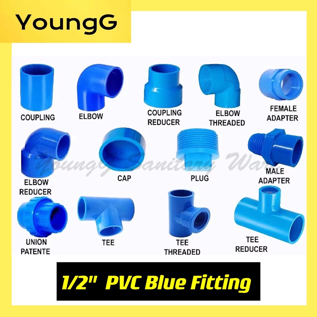 PVC Blue Fittings 1/2" ( Elbow, Tee, Coupling, Male Adaptor, Female