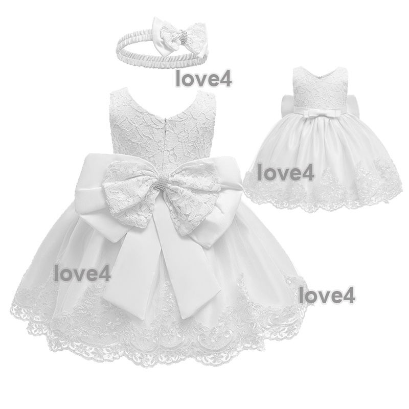 2pcs Set Christening Dress for Baby Girl Gown Dress for Baby Girl White