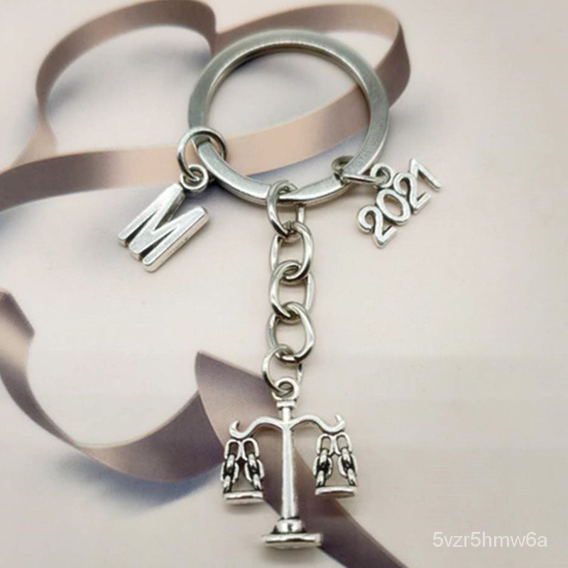 2021 new fashion A-Z letter lawyer keychain, judicial scale, law school ...